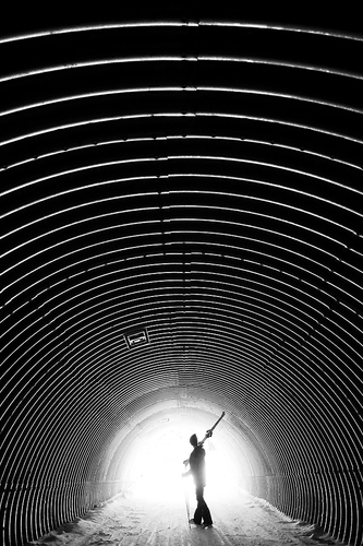 Skier in a tunnel