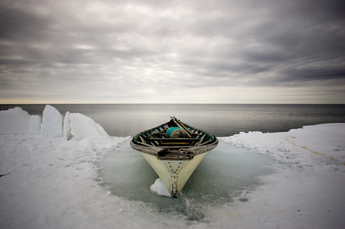 Inupiat Whaling Boat on Disappearing Arctic Ice