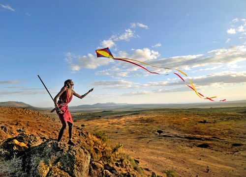 Maasai Warrior and the Kite