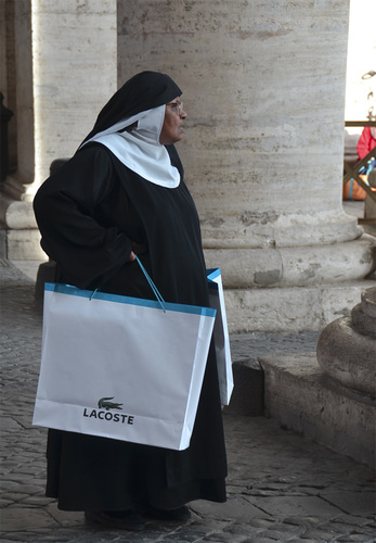 Nun with the Lacoste Shoppers