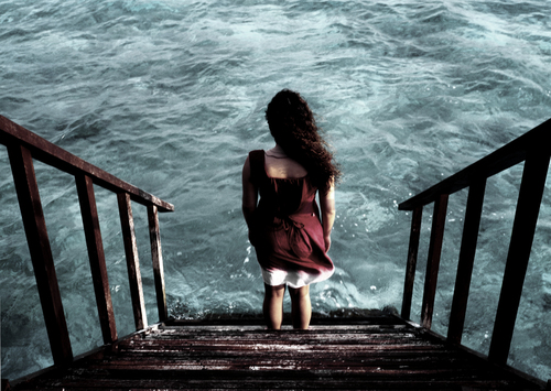 Female Figure Staring at the Sea #1