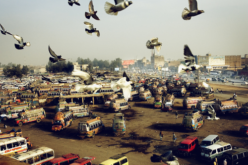 Bus station in Peshawar
