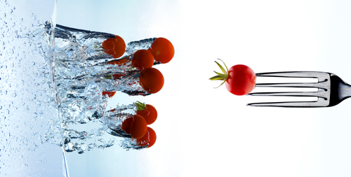 Splashing tomatoes
