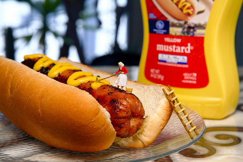 Emma took pride in spreading the mustard.