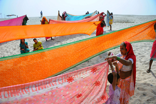 Drying Saris on the Banks of the Ganges