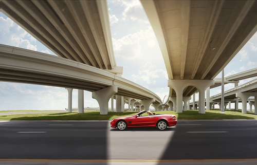 Girl in Red Mercedes