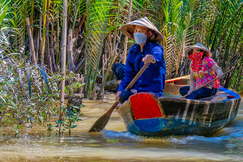 Rowing on the Mekong river