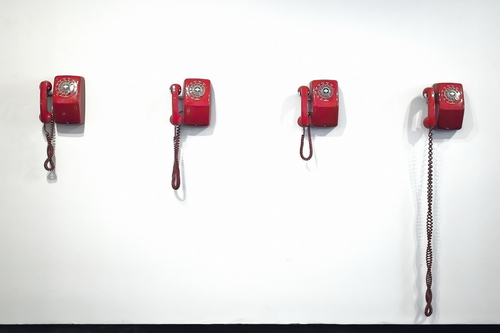 Telephones in a Hotel Lobby