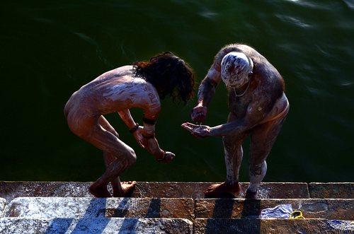 SADHUS BEFORE BATH