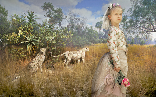 Girl with leopards