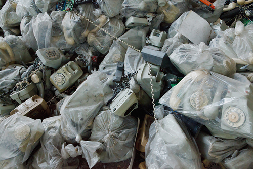 Old Telephones Used in Ex-Automobile Plant