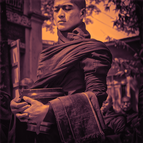 Meditating monk