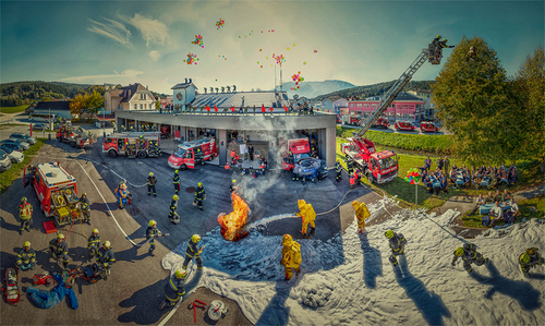Staged fire-department