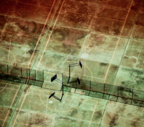 Red dirt on Basket ball court