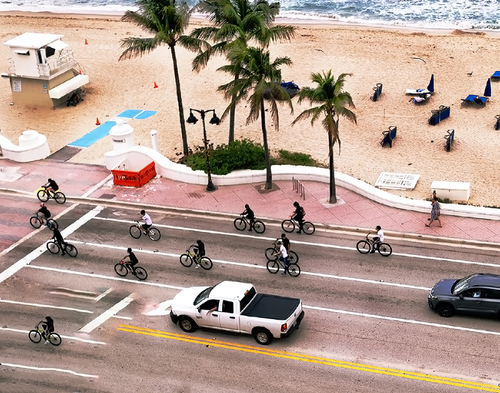 Riding along the Beach