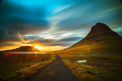 Kirkjufell Midnight Sunset