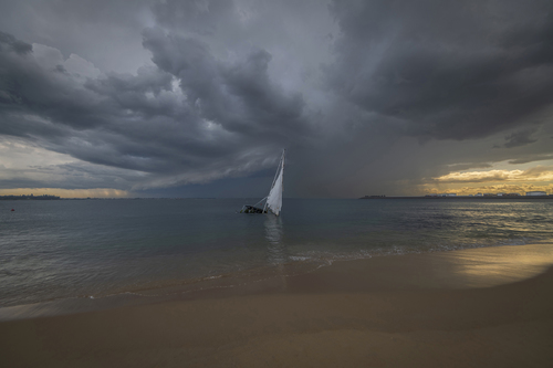 Sunk Boat In Storm