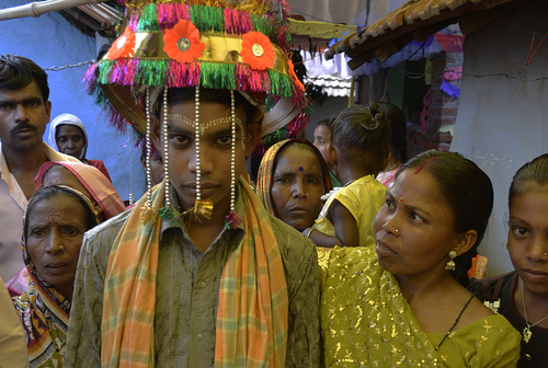 A rural wedding procession