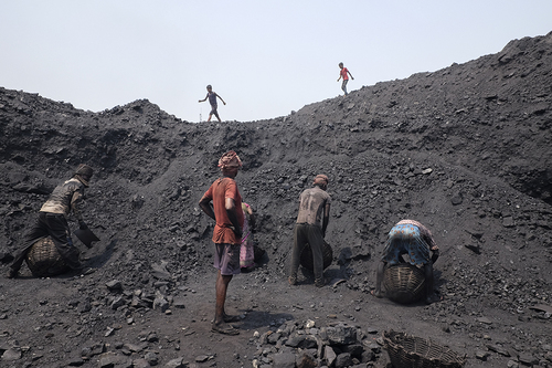 Coal miners and their children
