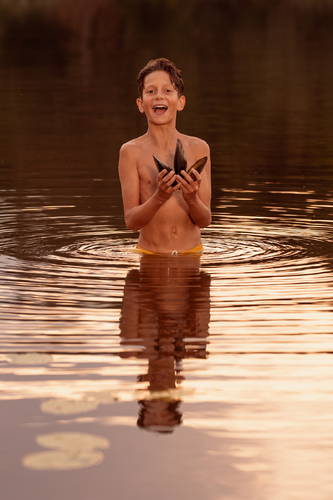 Happy fisherman