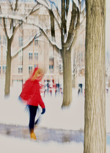 The woman in red