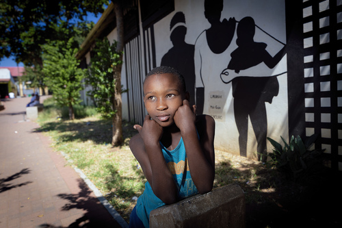 Young Boy outside the sport centre in Noordgesig, Soweto