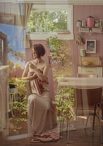Artist Victoria in her kitchen