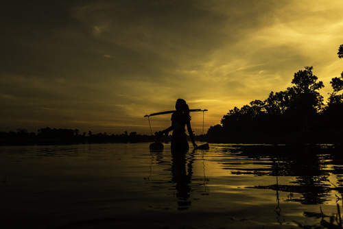 Woman, Sras Srang, Angkor, Cambodia