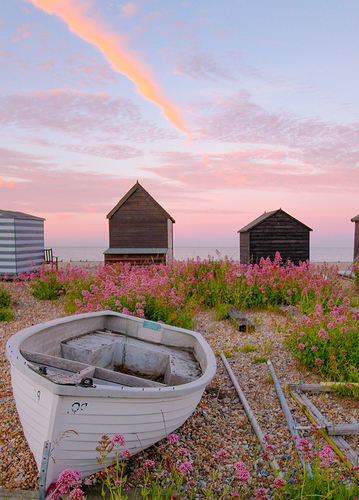 Beach huts in the evening light