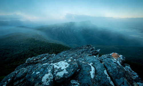 Morning fog rolling over Mount William