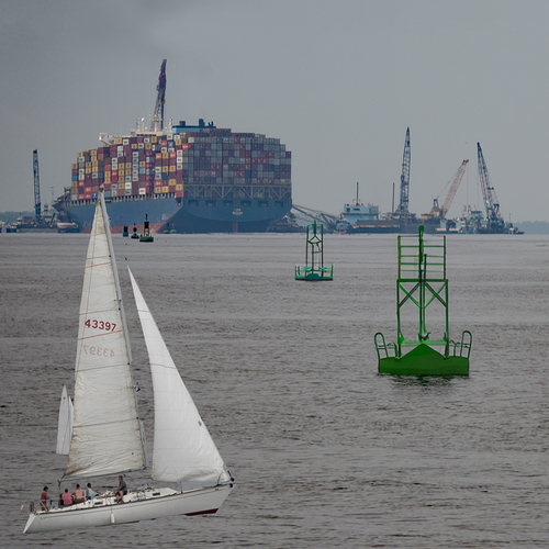 Sailing by the Dali on its Last Day