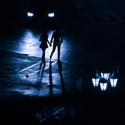 At night