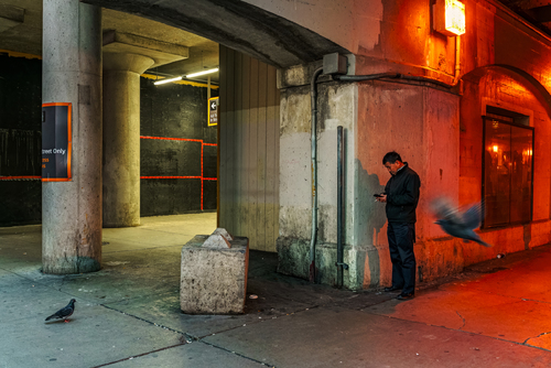 Man smoking a cigarette.
