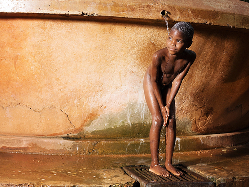 Young boys shower