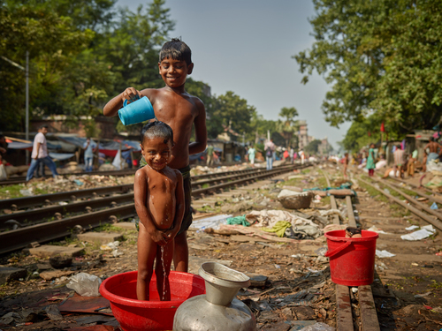 My Usual Shower on the Train Tracks