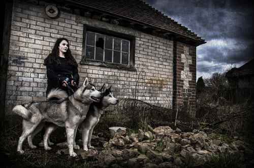 Girl with Dogs