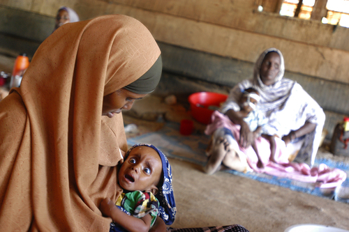 An undernourished girl in the <br />hospital at IFO refugee camp <br />in Dadaab Kenya.