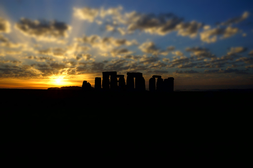 Sun Setting Behind Stonehenge