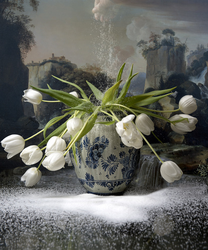 Flowers of white sugar