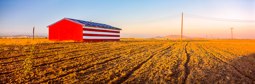 American flag barn