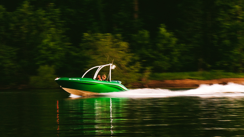Green Boat at Dusk