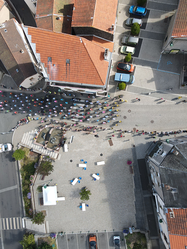 Aerial view of the Tour de France leaders