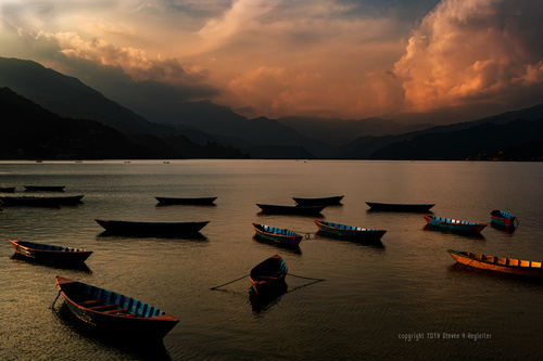 Phewa Lake in Pokhara Nepal