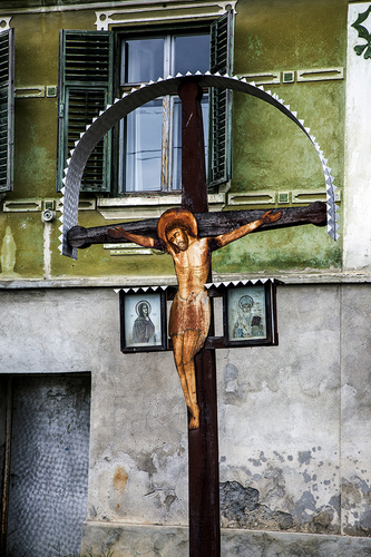Village Crucifix Against Green