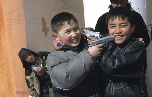 Kazakh boys and guns 