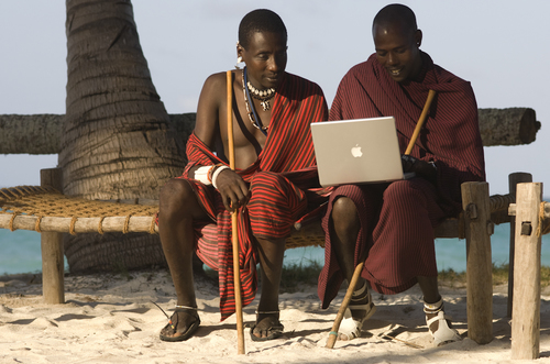 Masai Using Laptop