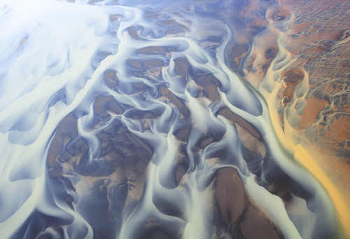 Aerial Patterns of a River, interior Highlands, Iceland
