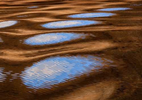 Cloud walk, abstract reflection in water