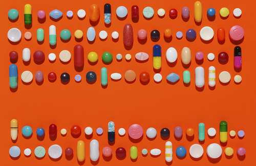 Orange pills and candy