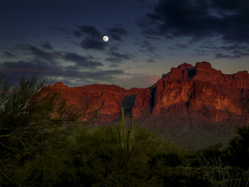 Fall Moonrise, Superstition Mountains, Arizona